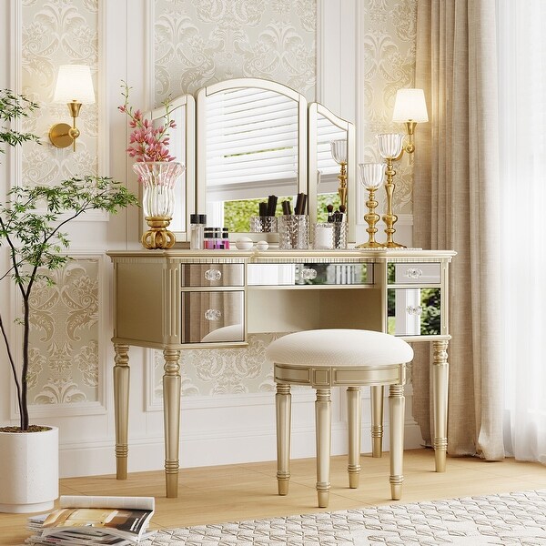 Laro Wood Vanity Set with Mirror by GDFStudio - Bed Bath & Beyond