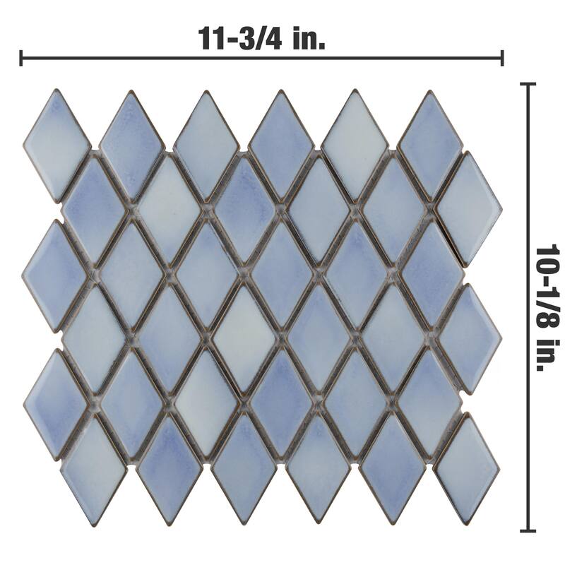 Merola Tile Hudson Kite Frost Blue 10-1/8" x 11-3/4" Porcelain Floor and Wall Tile