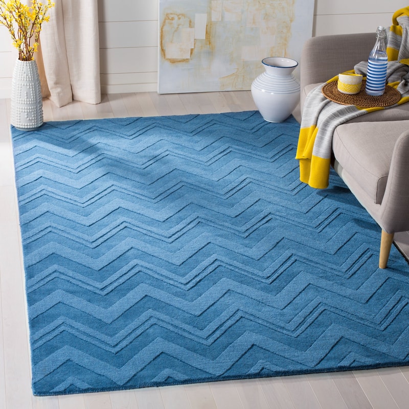 SAFAVIEH Handmade Impressions Frouwe Modern Wool Rug - 7'6" x 9'6" - Blue