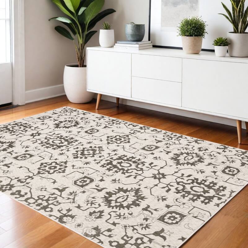 HomeRoots Oriental Traditional Runner Area Rug - 64.96 in. x 45.67 in.  x 0.39 in.
