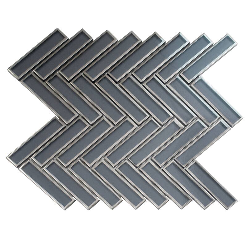 Mirari 12x12 in. Glossy Glass Herringbone Mosaic Wall Tile (4.59 sq ft/case, 5-Pack)