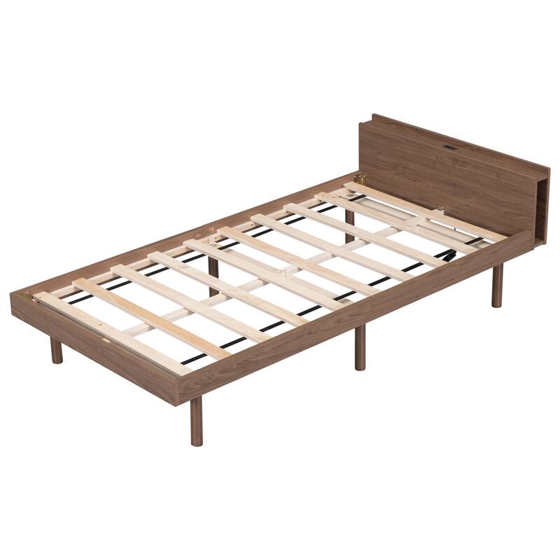 Twin Size Platform Bed Frame with Built-in USB port