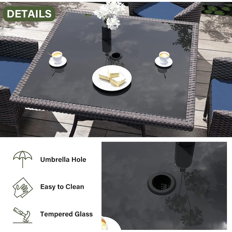 Kullavik Outdoor Dining Set, Rattan Patio Furniture Dining Table & Chairs