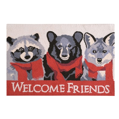2'0" x 3'0" Welcome Friends Hooked Christmas Rug - 2' x 3'