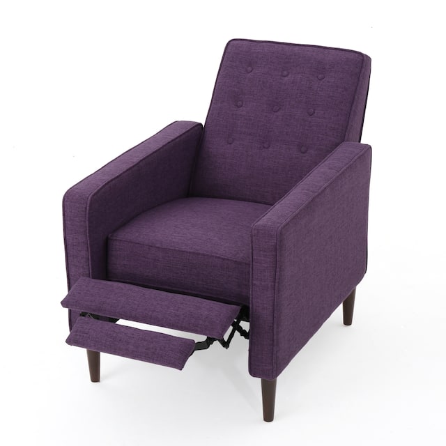 Mervynn Mid-Century Modern Button Tufted Fabric Recliner by Christopher Knight Home