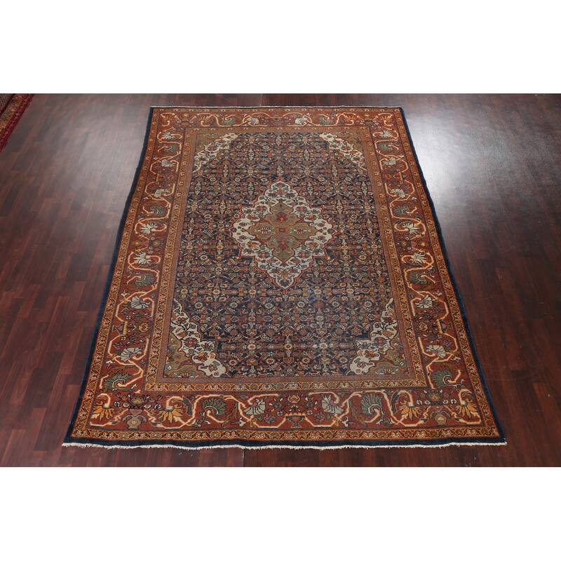 Pre-1900 Vegetable Dye Mahal Persian Area Rug Hand-knotted Wool Carpet - 8'10" x 11'8"