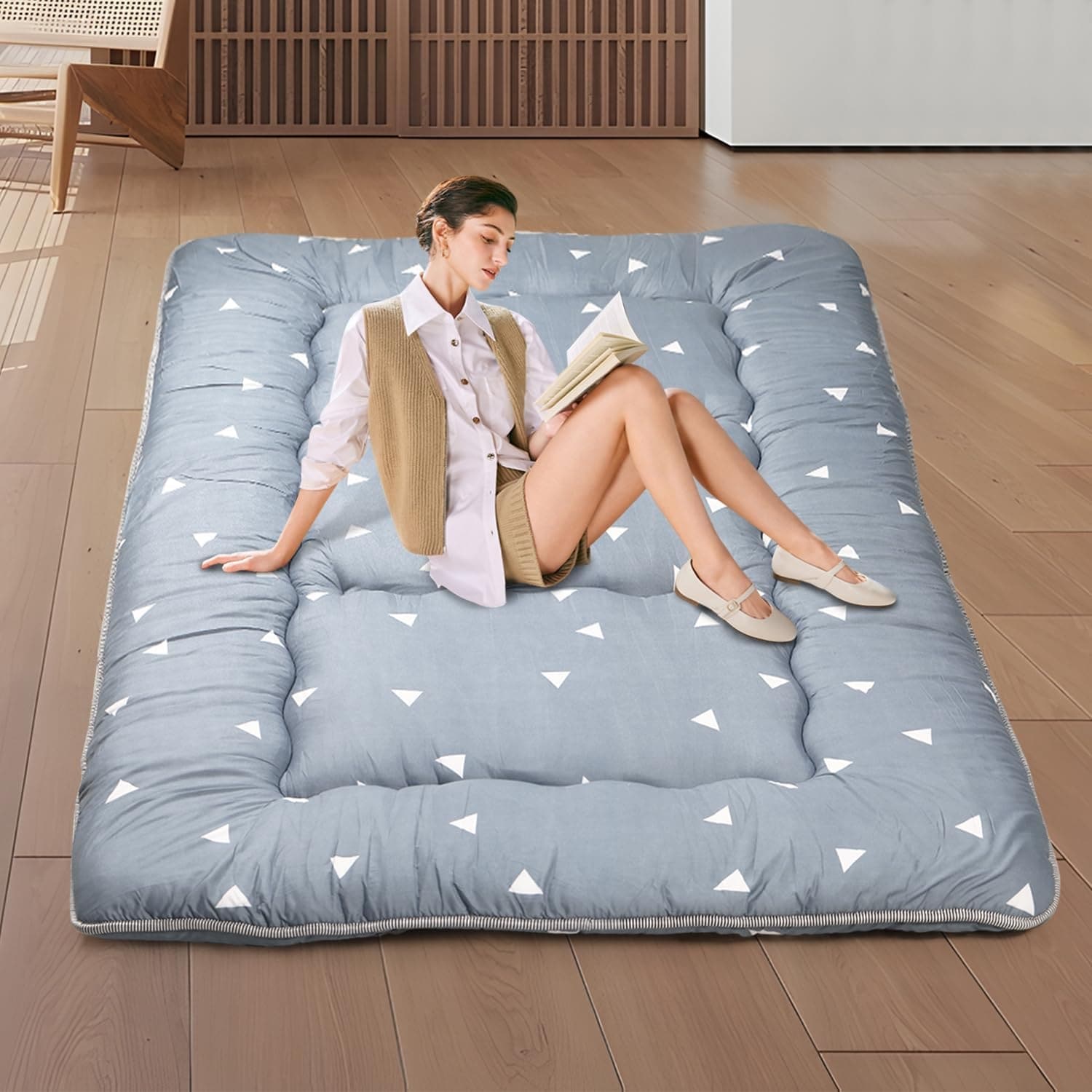 Roll Up Memory Foam Floor Mat for Camping and Guest Room Use