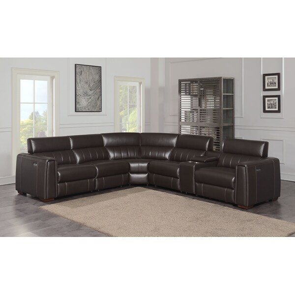 Copper Grove Nash Dual Power Leather Reclining Sectional - Overstock ...