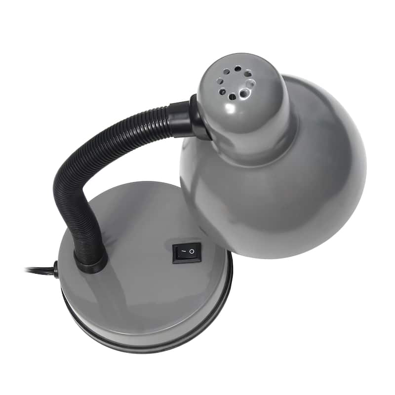 Simple Designs 14.25" Basic Metal Desk Lamp with Flexible Hose Neck, Black, With LED Bulb