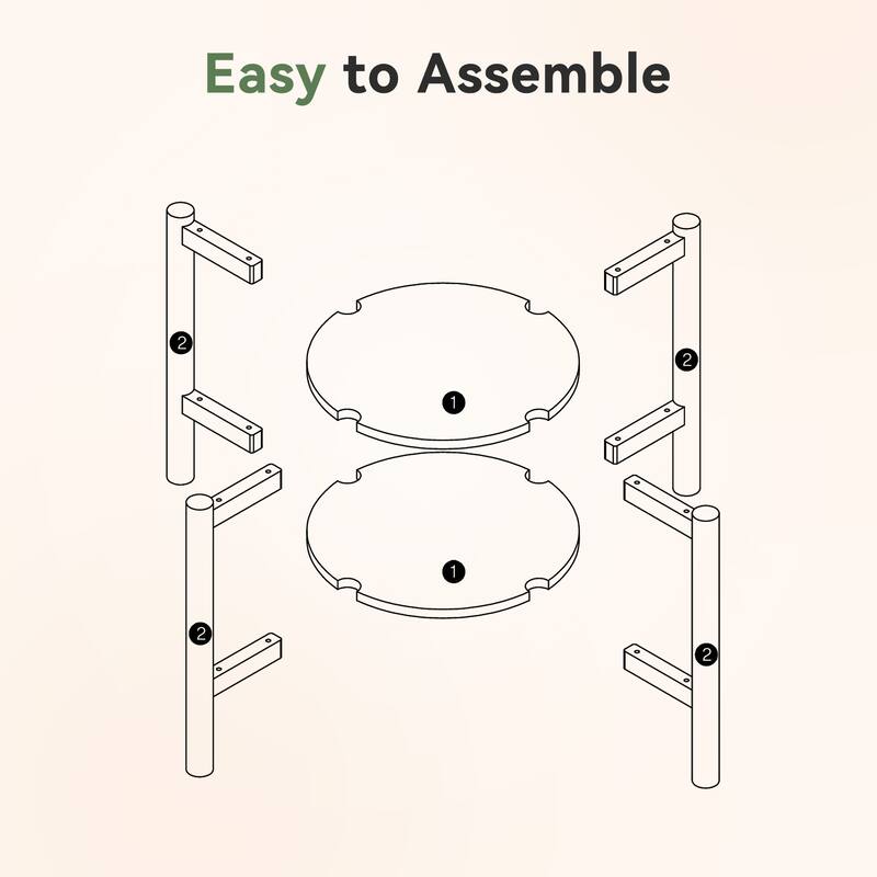 2 Tier Solid Wood Round Side Table, Farmhouse End Table with Storage Shelves