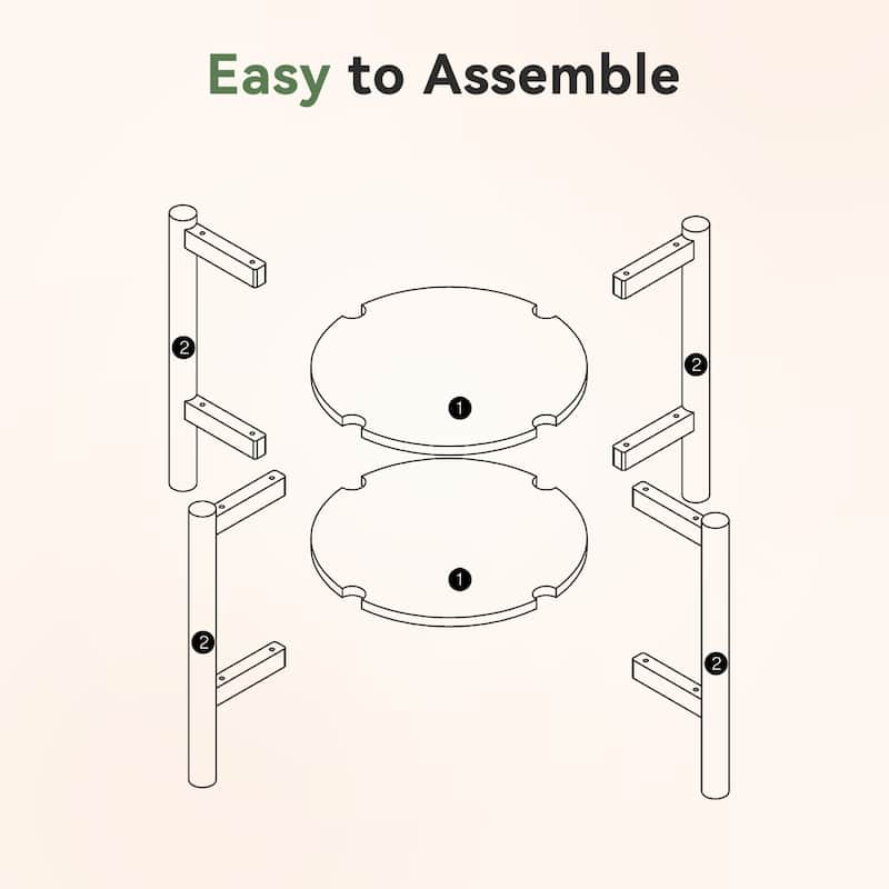 Solid Wood Round End Tables for Living Room, Farmhouse 2-tier Side Table - 19.69" D x 19.69" W x 23.62" H