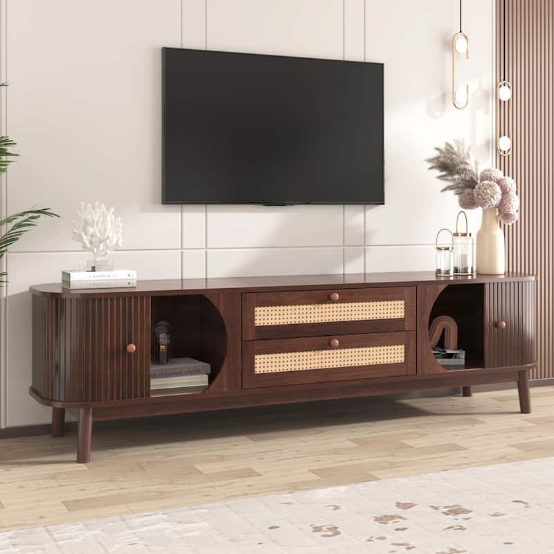 Modern Farmhouse Media Console with Solid Wood Legs