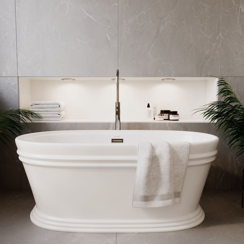 Santorini 60" Freestanding Tub Glossy White - 59.5x29.5 Center - 59.5x29.5 Center - White