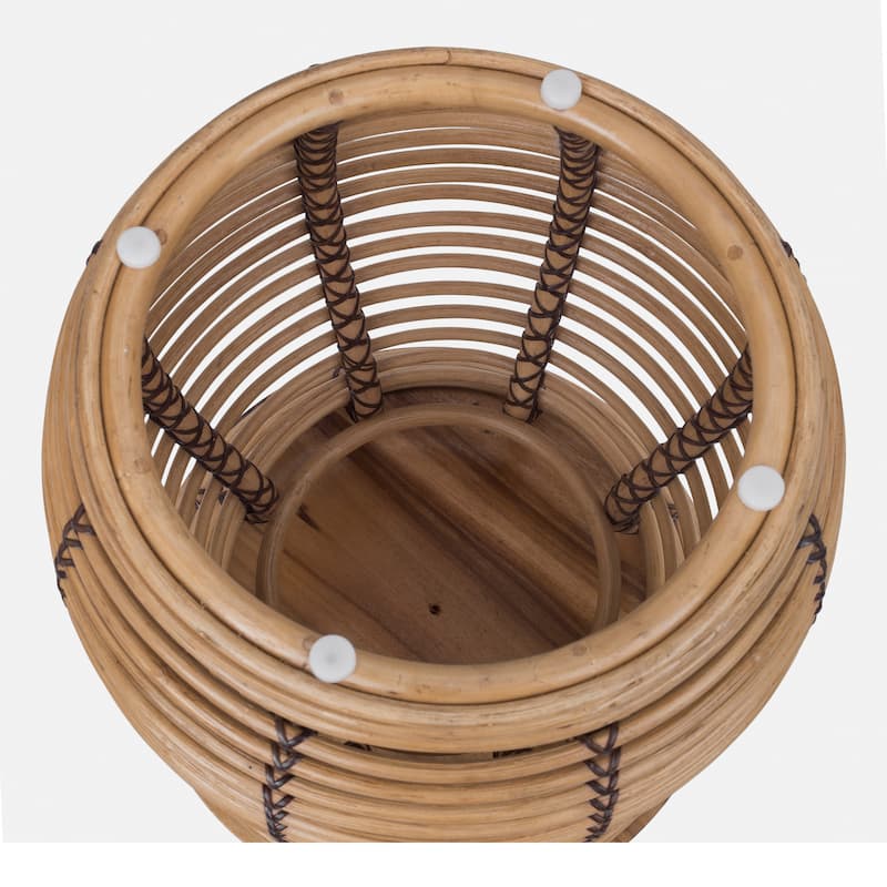 NPD Furniture Quito Rattan Side/ End Table with Wood Top