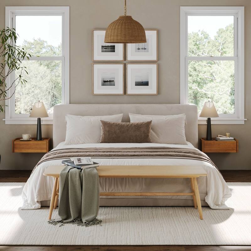 Tyla Wall Mounted Bedside Table, Floating 1-Drawer Nightstand with Rounded Edges