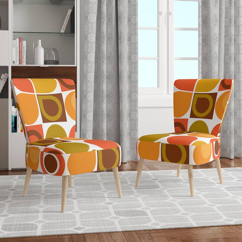 Designart "Abstract Retro Geometric Pattern VI" Upholstered Mid-Century Accent Chair - Arm Chair