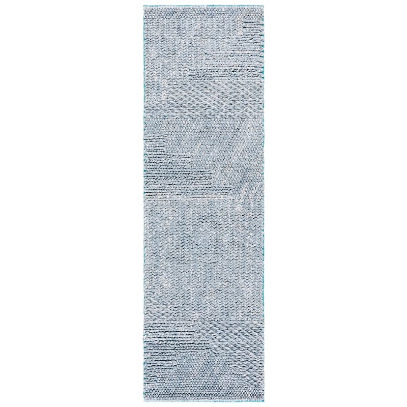 SAFAVIEH Handmade Natural Erltrud Fiber Farmhouse Hemp Rug - 2'3" x 8' Runner - Grey/Blue