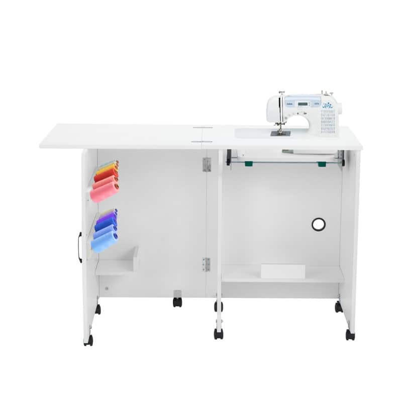 Erommy 45.5" W x 23.6" D Sewing Table featuring a Storage Shelf, Versatile Adjustable Sewing Machine Desk with Storage Bags