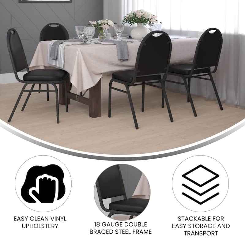 4PK Commercial Dome Back Stacking Banquet Chairs with Metal Frames