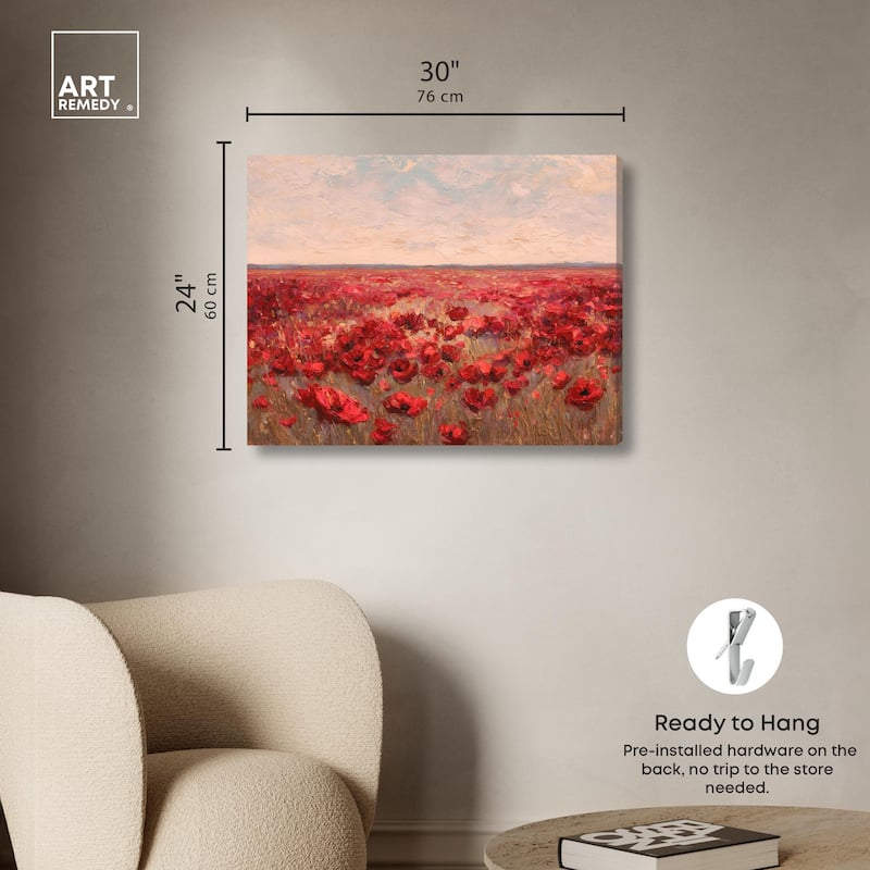 Sea of Red Poppies I Canvas by Art Remedy, Gallery Wrapped