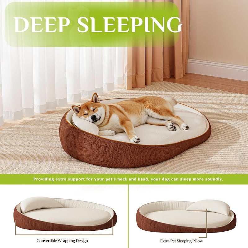 WOWMAX Orthopedic Dog Beds For Extra Large Dogs, With Extra Pillows, Non Slip Bottom Couch Bed With Washable Removable Cover