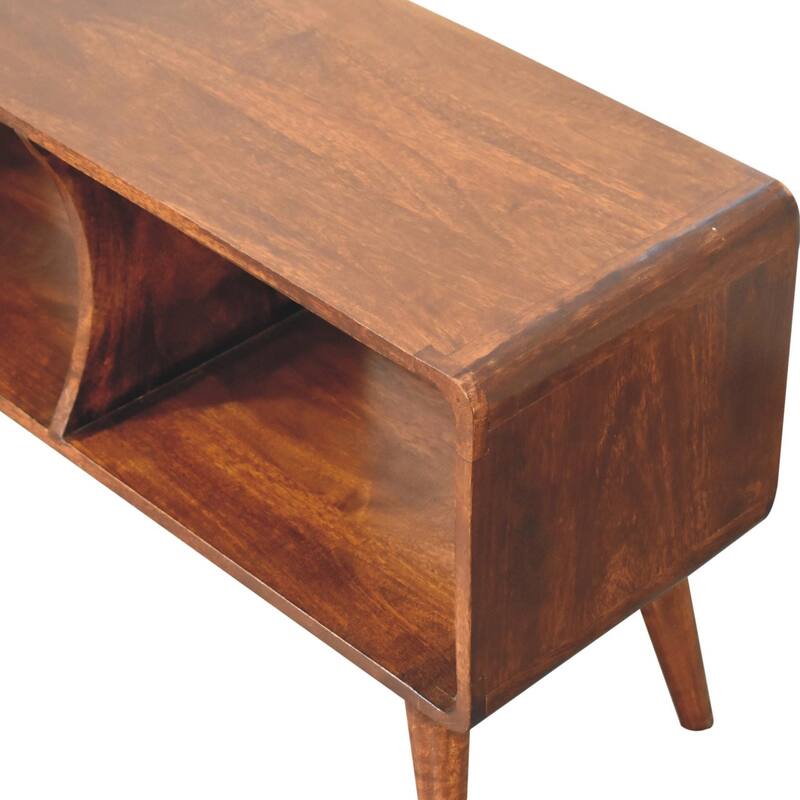 HomeRoots 39" Brown Solid Wood Enclosed and Open Storage TV Stand - 39.40 in. x 19.70 in. x 13.80 in.