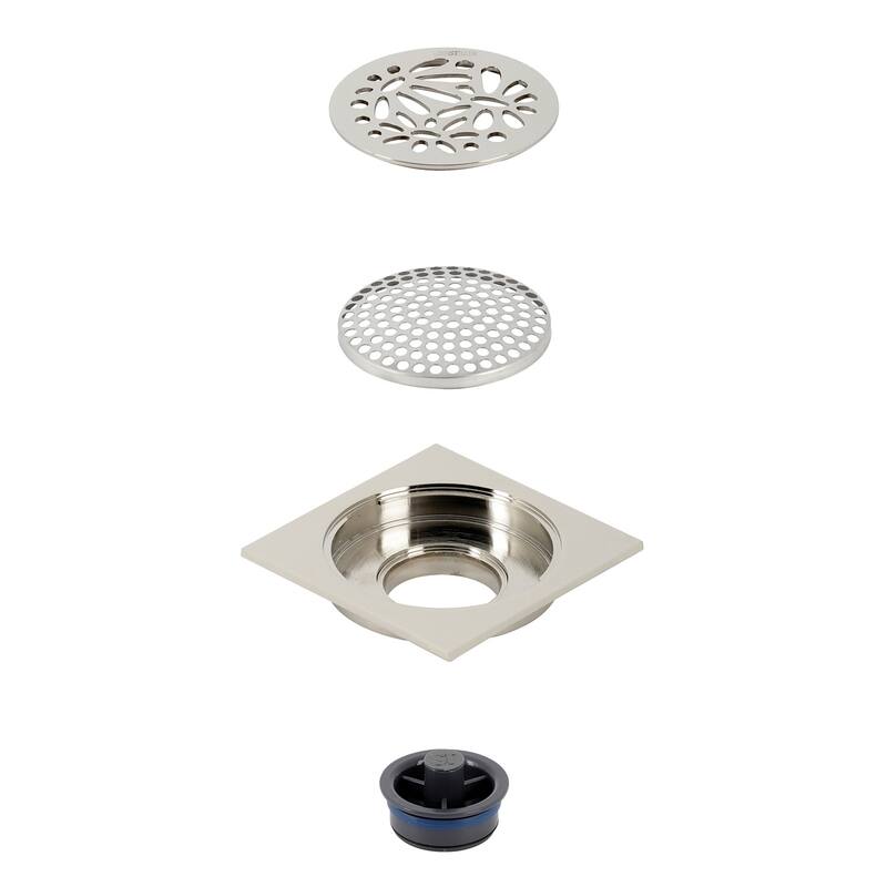 Kingston Brass Watercourse Floral 4" Square Grid Shower Drain