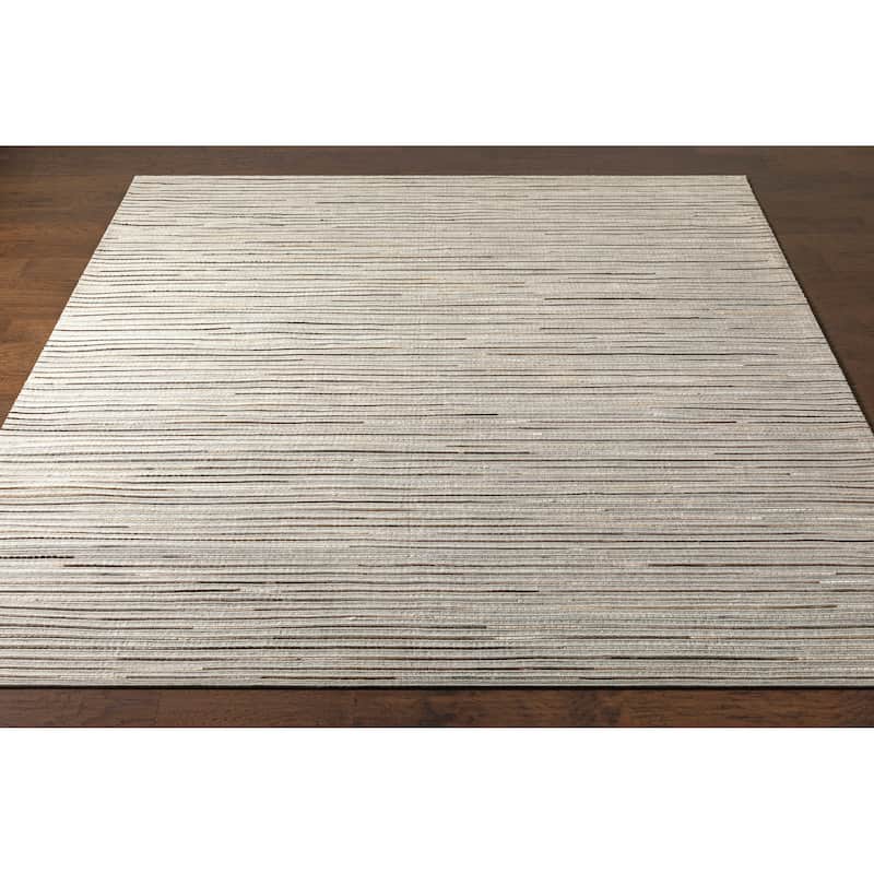 Coreen Handmade Modern Striped Hair on Hide Area Rug