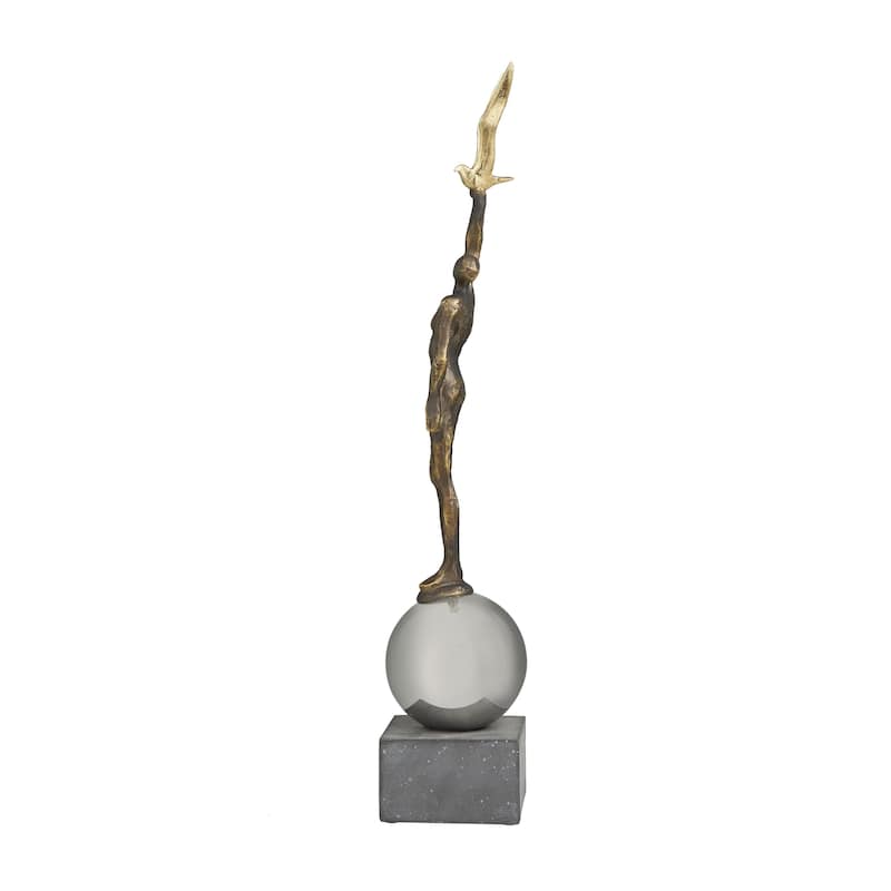 Polystone People Decorative Sculpture with Stainless Steel Accents - Silver - Roche River Decor
