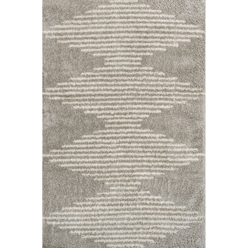 JONATHAN Y Arenal Diamond Stripe Geometric Shag Area Rug - 8 X 10 - Gray/Ivory
