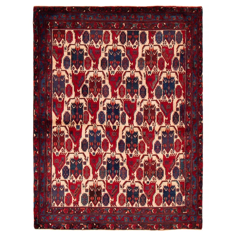 ECARPETGALLERY Hand-knotted Melis Vintage Cream, Red Wool Rug - 5'6 x 7'2 - Cream/ Red - 5'6 x 7'2
