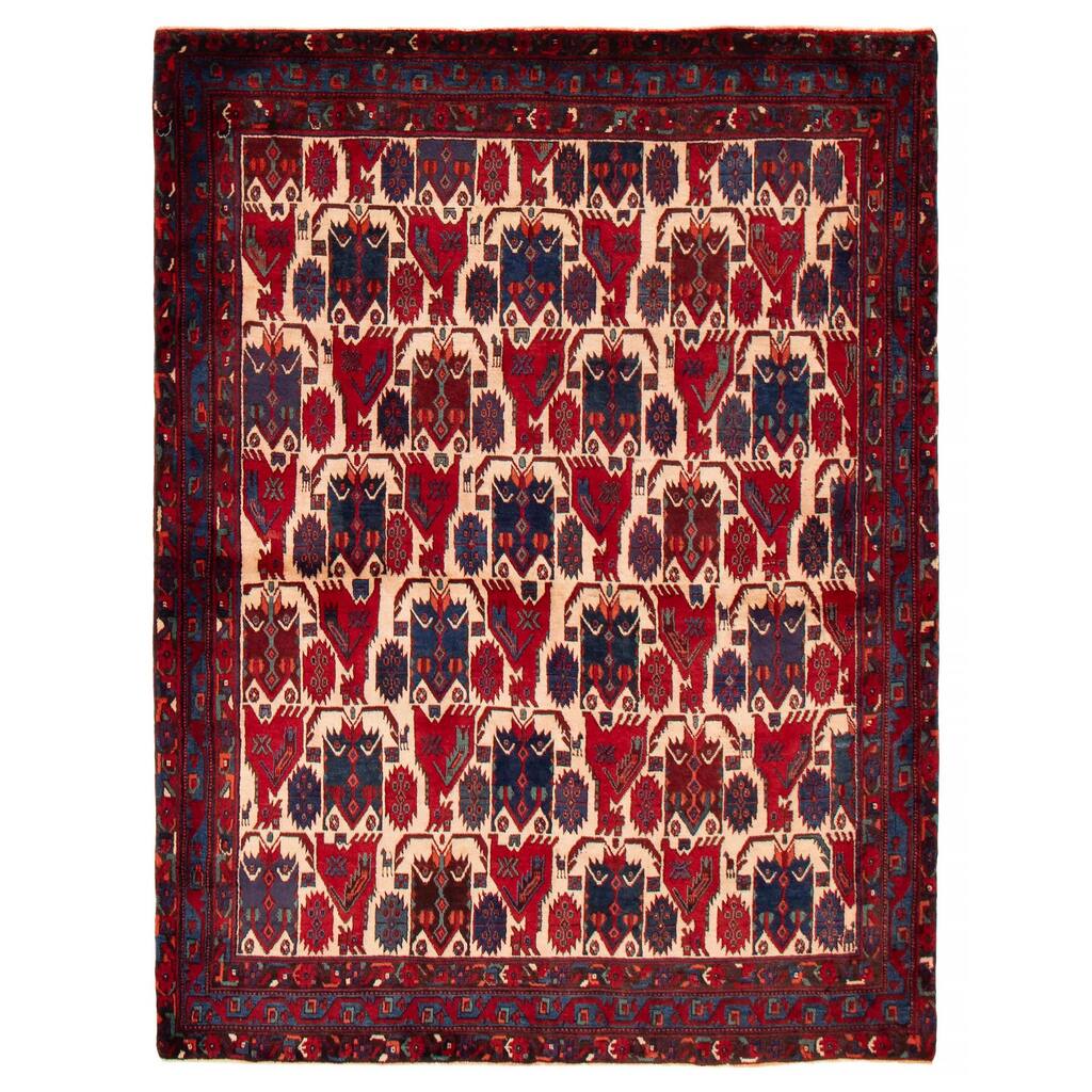 ECARPETGALLERY Hand-knotted Melis Vintage Cream, Red Wool Rug - 5'6 x 7'2
