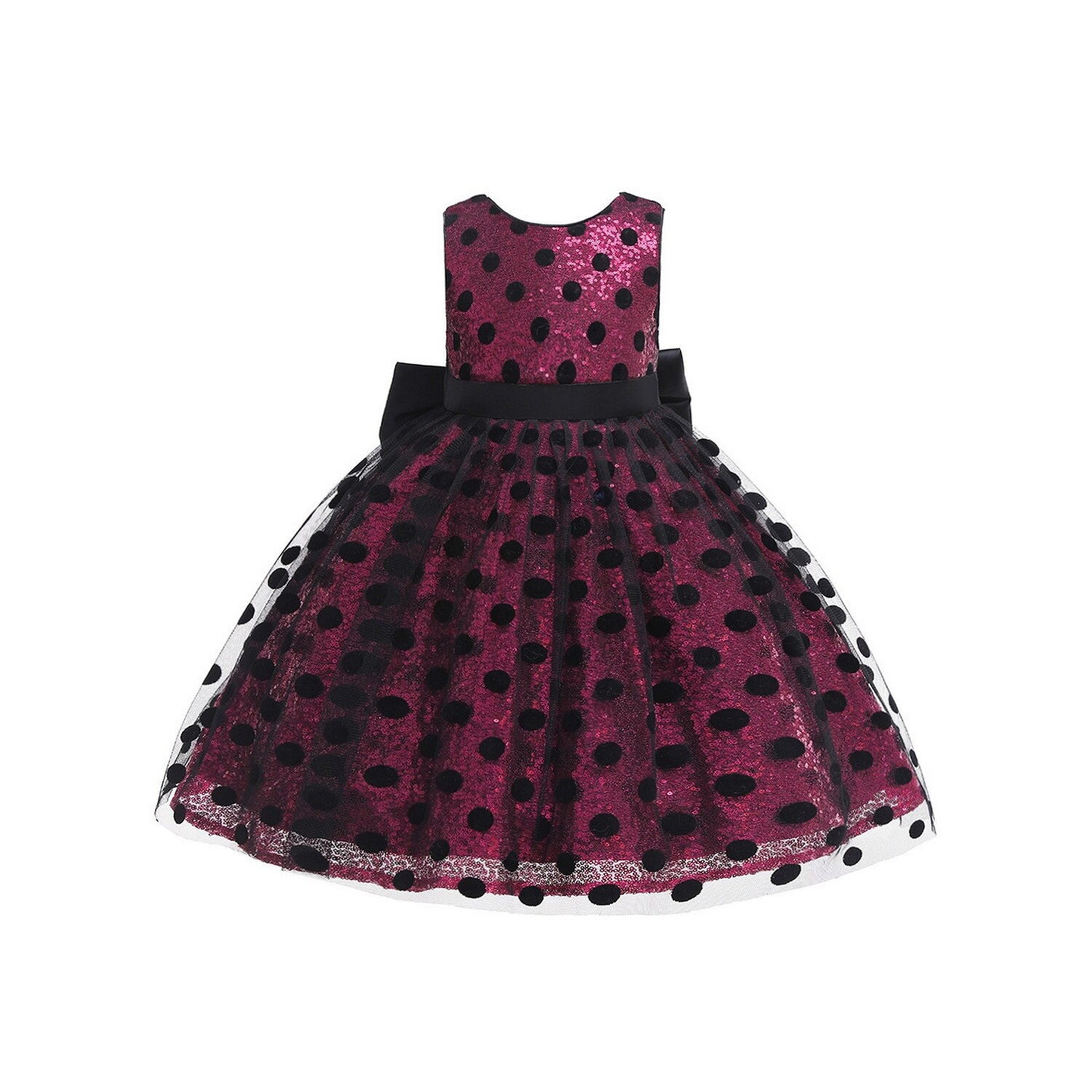 pink dress with black polka dots