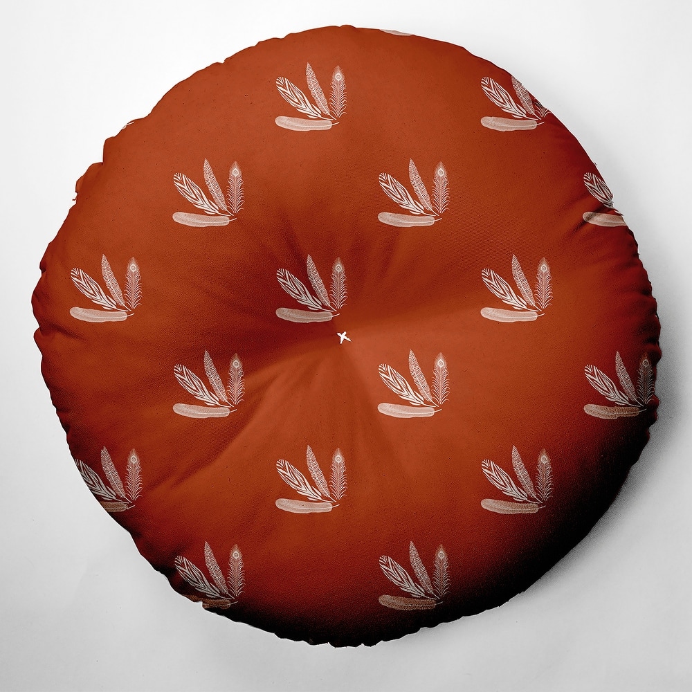 Feather Pattern Fall Design Tufted Floor Pillow