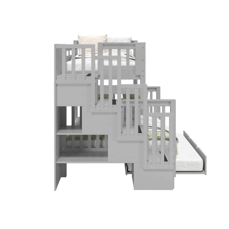 Taylor & Olive Trillium Twin over Full Stairway Bunk Bed, Full Trundle