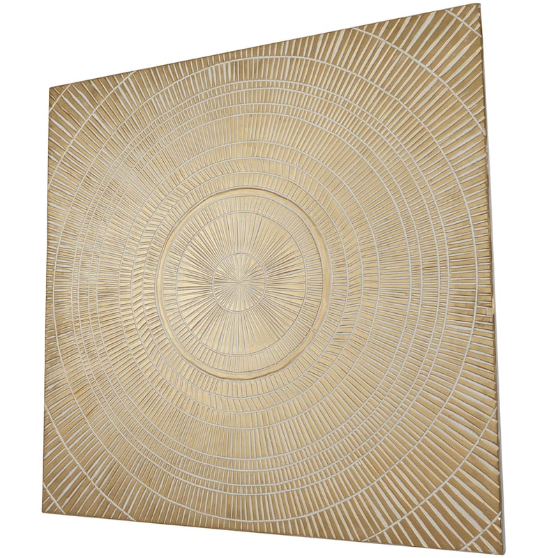 Wood Geometric Handmade Intricately Carved Radial Home Wall Decor - Gold - Roche River Decor