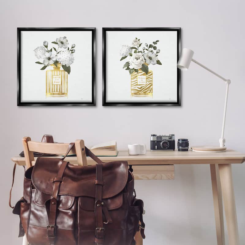 Stupell Glam Detailed Perfume Bouquets Framed Floater Canvas Wall Art Design By Nan (Set of 2)