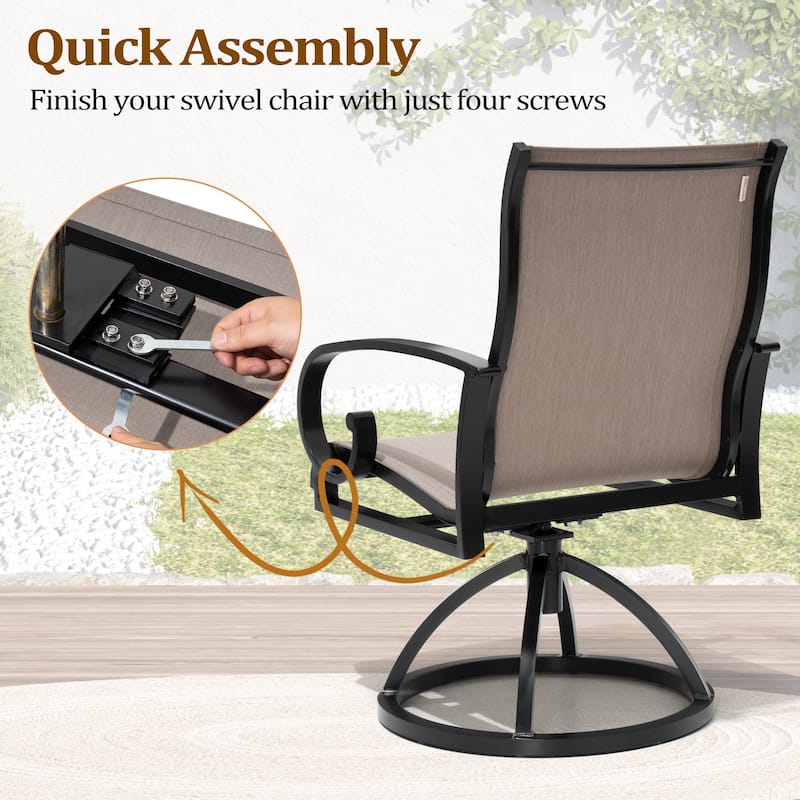 Pellebant Outdoor Aluminum Patio Swivel Dining Chairs Sunbrella