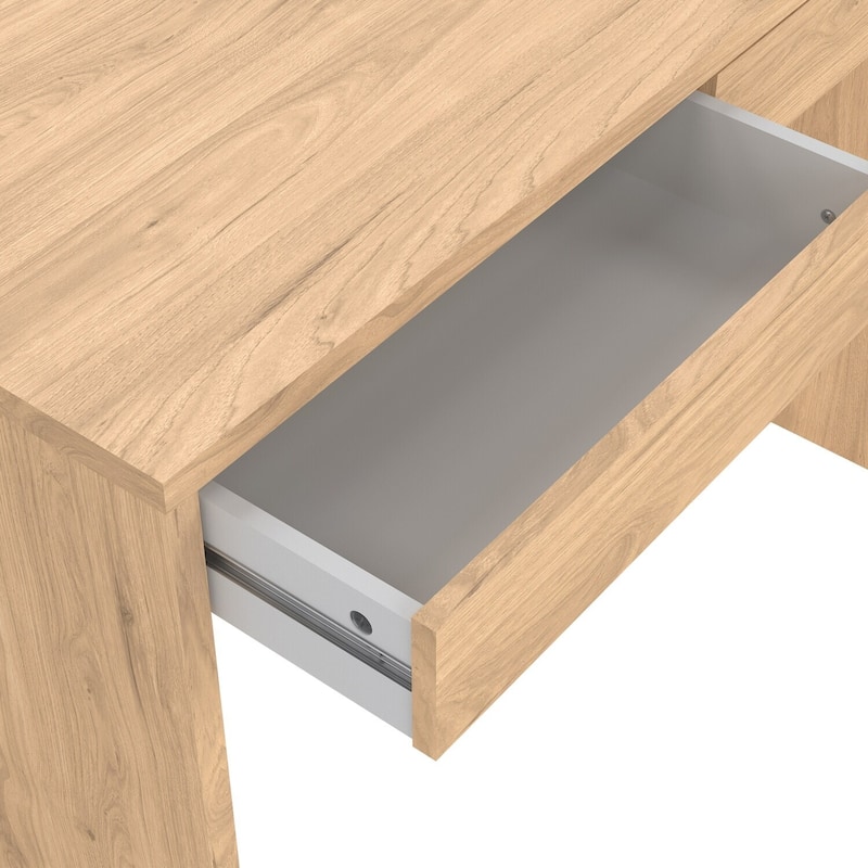 Writing Desk - Compact Hickory Desk with 2 Drawers - Scandinavian Style Workstation