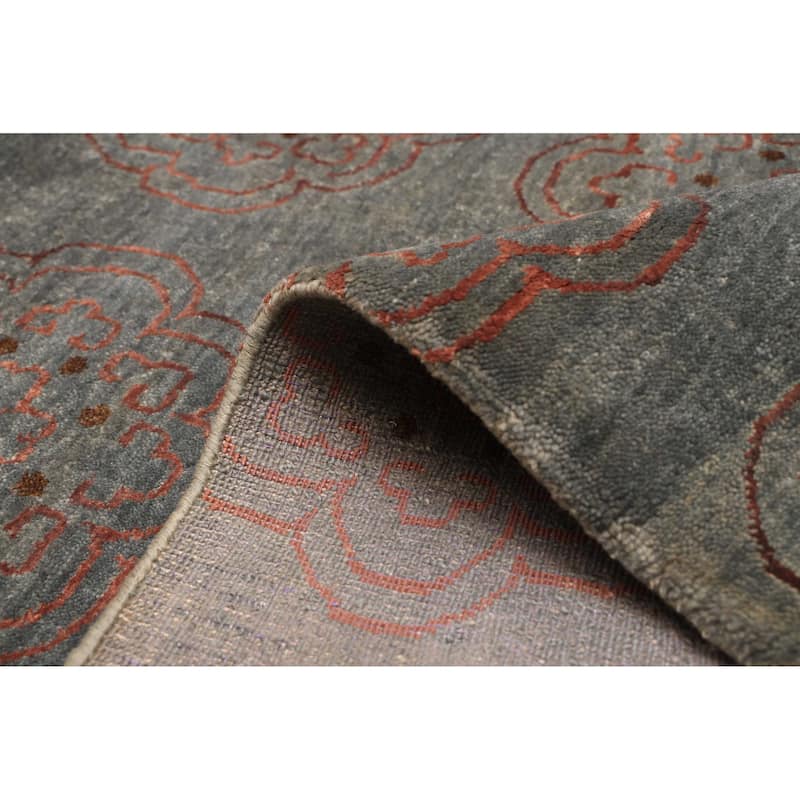 ECARPETGALLERY Hand-knotted Legacy Teal Silk, Wool Rug - 7'10 x 9'6