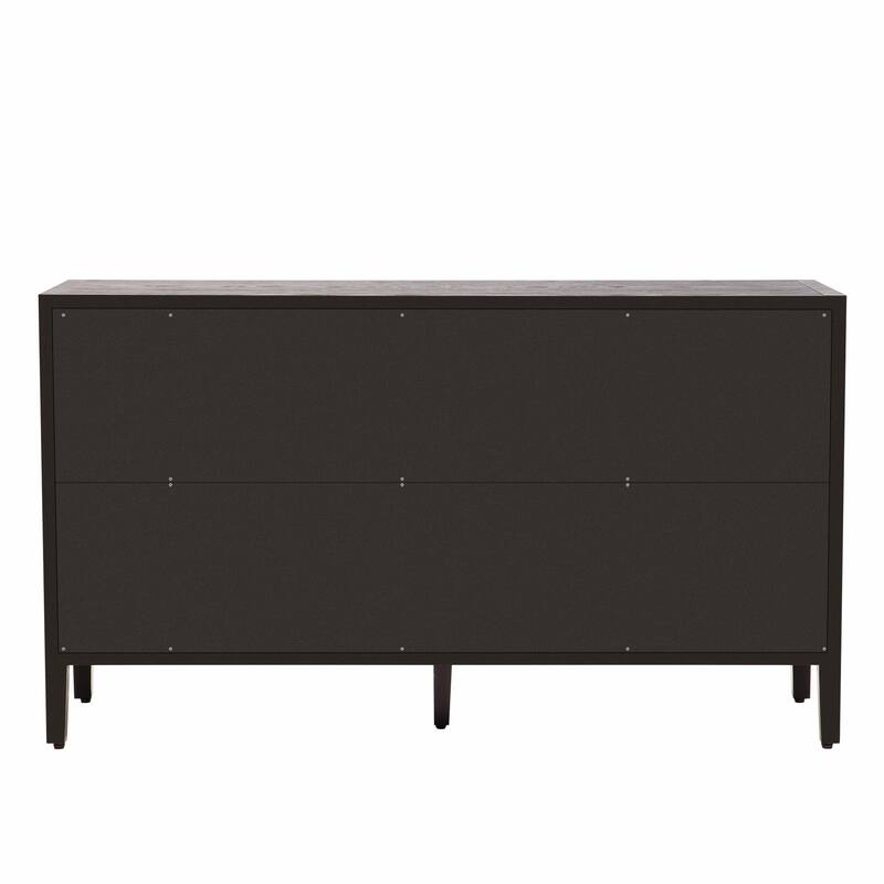 Three-Glass-Door Wood Storage Cabinet with Adjustable Shelf