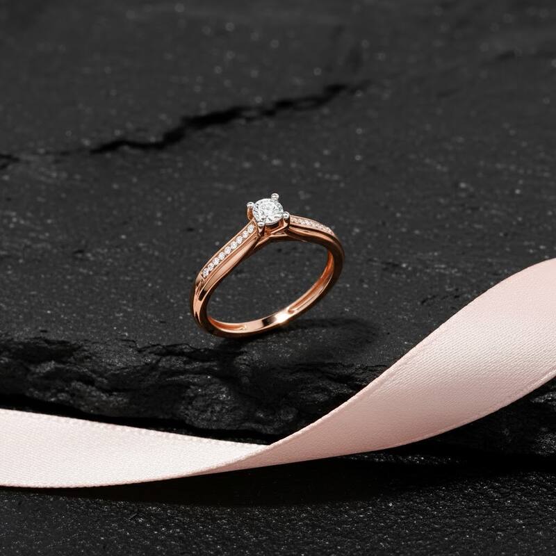 1/10ct TDW Solitaire Diamond Ring in 10K Rose Gold for Women - Rose Gold