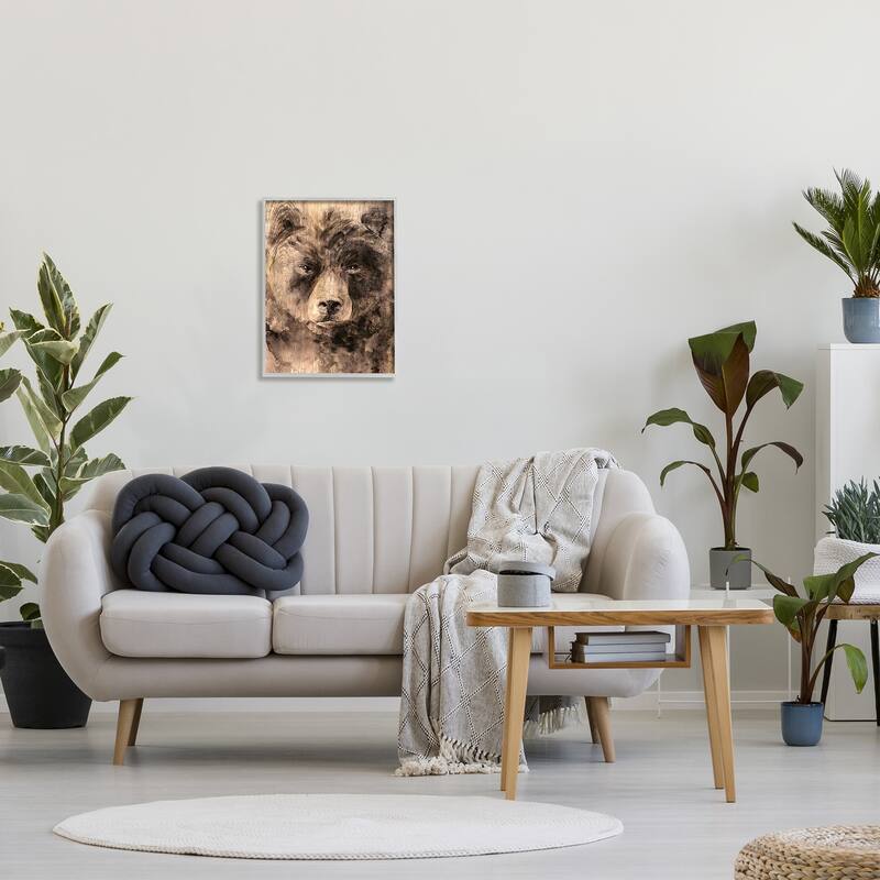 Stupell Rustic Bear Portrait Framed Giclee Art Design by Kamdon Kreations
