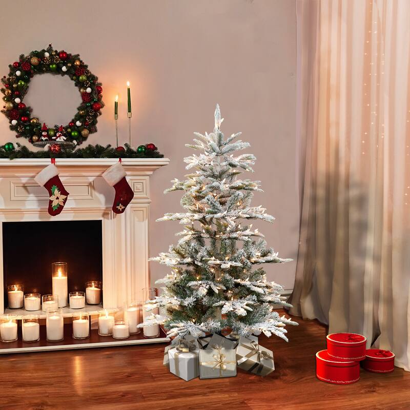 Puleo International 4.5 Pre-Lit Flocked Fir Artificial Tree