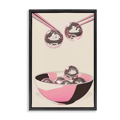 Stupell Disco Bowl Meal with Chopsticks Framed Floater Canvas Wall Art Design By Arlington Prints