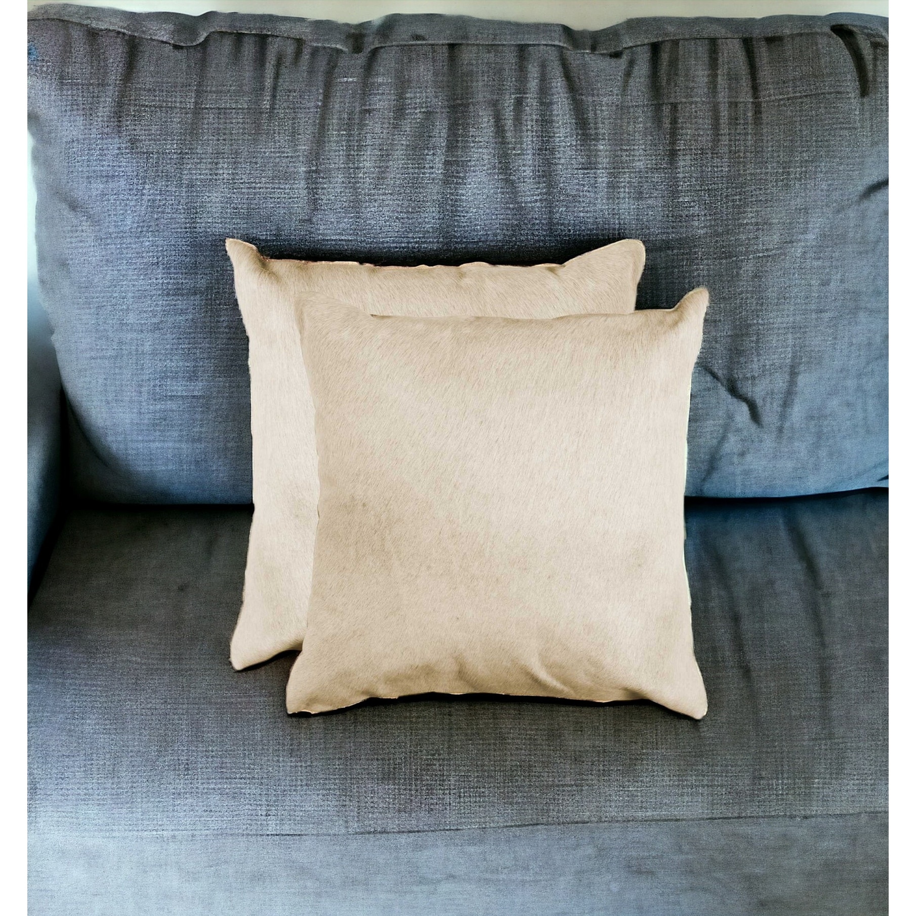 Set of Two Natural Cowhide Throw Pillow