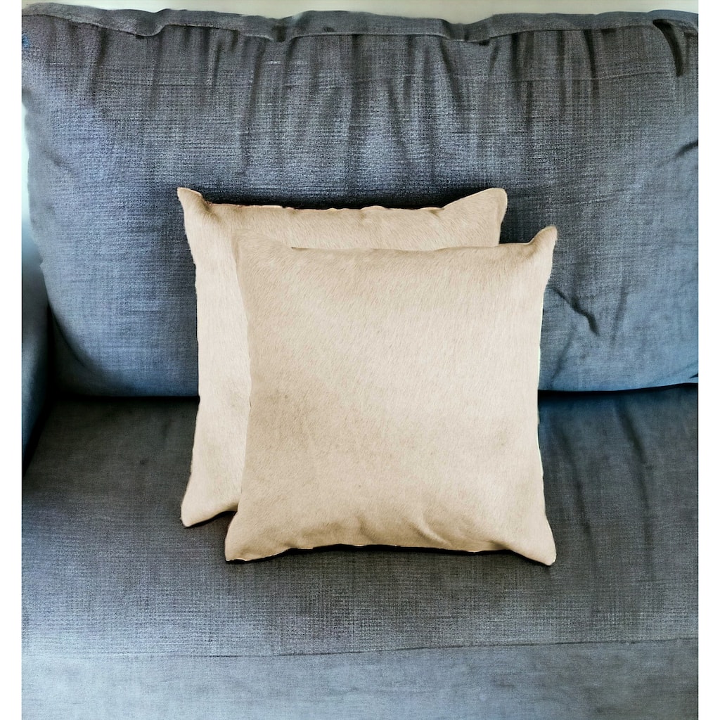 Set of Two Natural Cowhide Throw Pillow