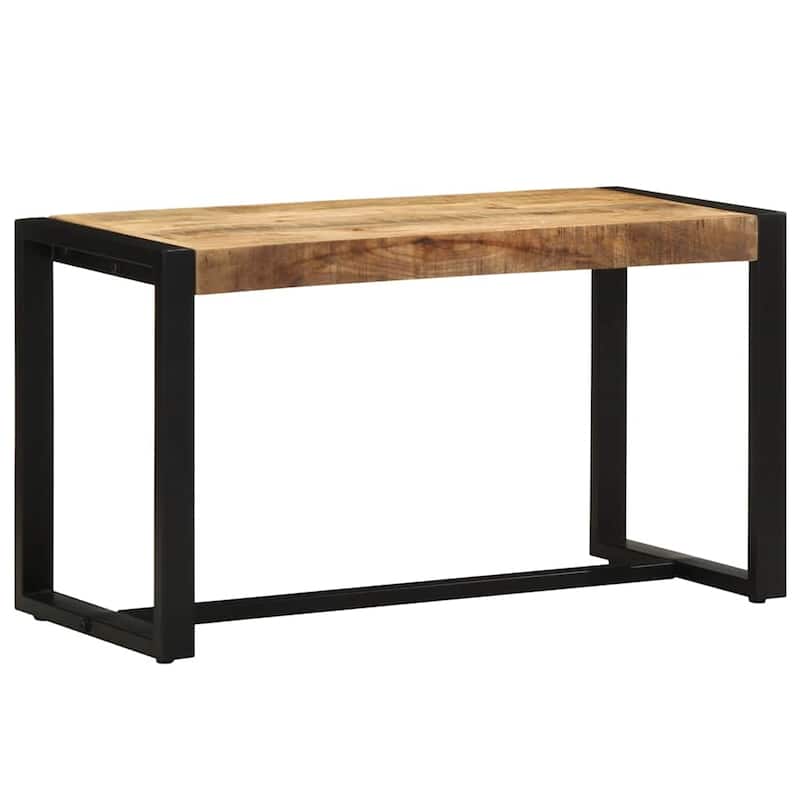 vidaXL Bench Natural wood Solid rough mango wood, iron - 31.5 x 13.8 x 17.7 in