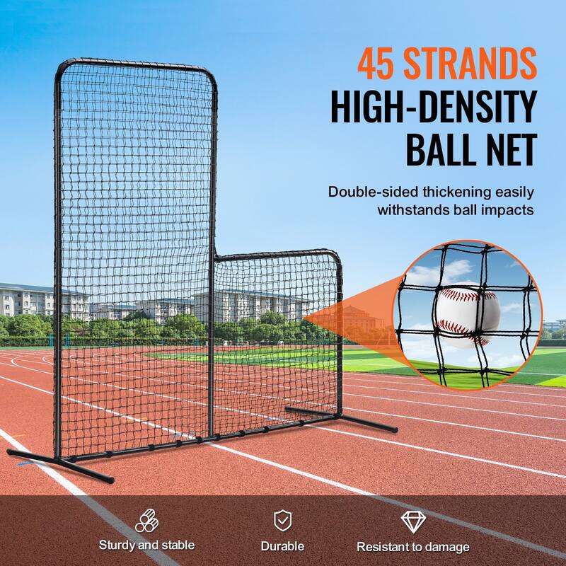 7x7 Feet L Screen Portable Baseball and Softball Safety Screen with Carry Bag