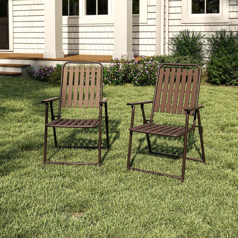 2-Piece Folding Chair, No Assembly Required, 350lb Capacity, Rust-Resistant & Stain-Proof for Balcony/Garde